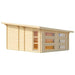 A clean white-background side view of the GardenHouse24 USA Caddie 70A ALU ISO Garden Room, highlighting its rectangular shape and multiple windows
