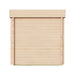 A close-up of the solid wood rear wall of the GardenHouse24 USA Sauna Giusto 70 Garden Room