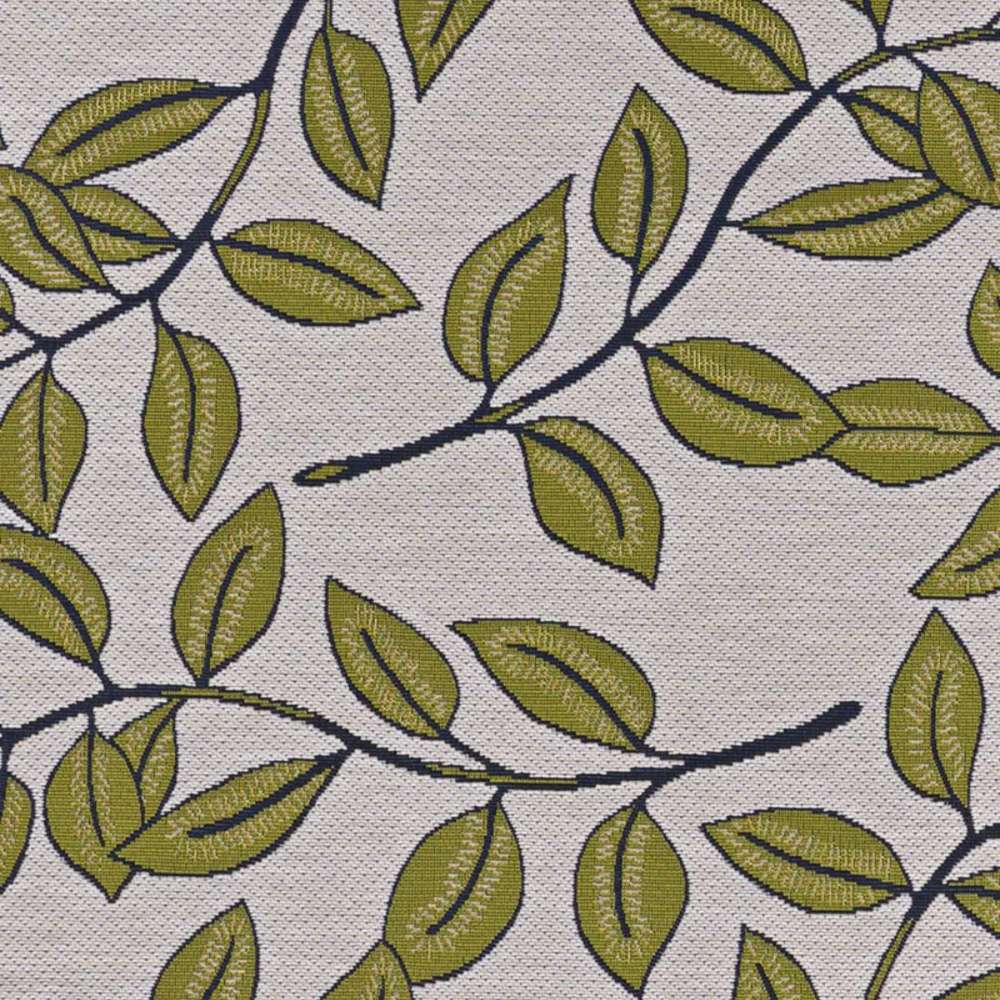 A close-up pattern of Couristan Dolce Indoor/Outdoor Rug - Summer Ivy/Ivory-Olive reveals repeating olive leaf clusters on ivory weave