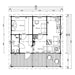 A complete architectural layout of the GardenHouse24 USA Mikka 70B Garden Room showing a bedroom, bathroom, living area, kitchen, and covered porch