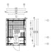 A detailed architectural floor plan showing interior dimensions and layout of the GardenHouse24 USA Sauna Tuuli 90 Garden Room, including bench and stove placements