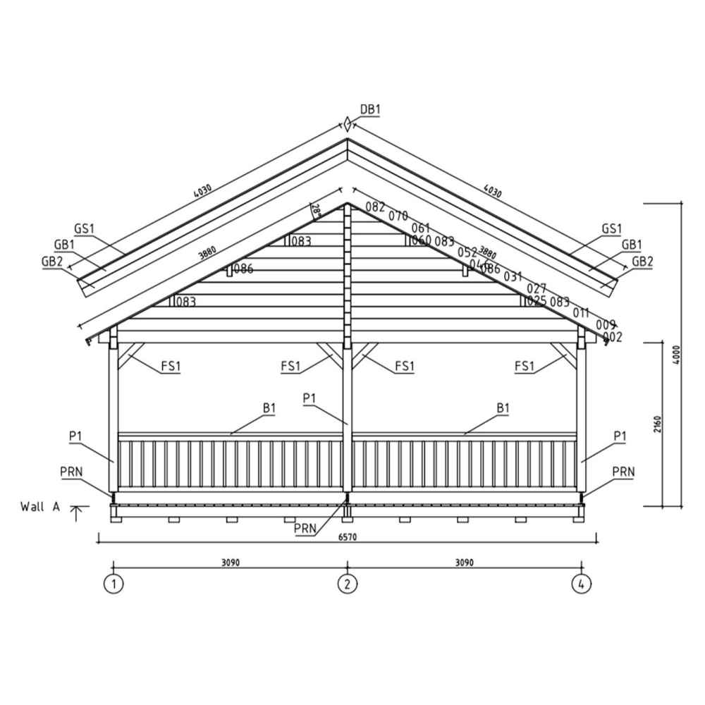 A detailed architectural side elevation drawing outlines structural dimensions and roof angles of the GardenHouse24 USA Garda 90 Garden Room