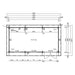 A detailed blueprint of the GardenHouse24 USA Miriam 44C Modern Garden Room interior layout with window, door, and wall measurements labeled in meters