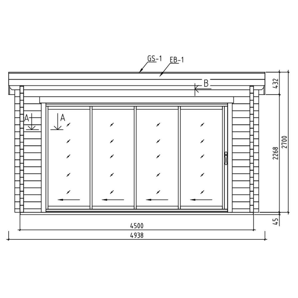 A detailed front elevation drawing shows the measurements and glass panel arrangement of the GardenHouse24 USA ALU Concept 70E Garden Room