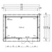 A floor plan layout showing internal dimensions, door and window placements, and a 12.85 m² area of the GardenHouse24 USA Miriam 44A Modern Garden Room
