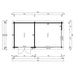 A floor plan showing the layout, room dimensions, and doorwindow placement for the GardenHouse24 USA ALU Concept 70J Garden Room