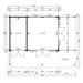 A floor plan sketch of the GardenHouse24 USA Kilian 70 Garden Room outlines two interior rooms and a front terrace