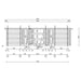 A front elevation blueprint of the GardenHouse24 USA Dundee 70C Garden Room displays the symmetrical window arrangement and entrance layout with detailed frame spacing