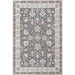 A full view of Momeni Anatolia Indoor Rug - ANA-8 Charcoal shows its symmetrical floral medallion pattern framed with ivory borders