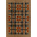 A full view of the Momeni Adobe Indoor Rug - ADO-3 Blue highlights its plaid design with earthy tones framed by a solid border