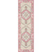 A long, narrow Momeni Anatolia Indoor Rug - ANA-2 Pink runner showcases geometric patterns in pink and ivory tones
