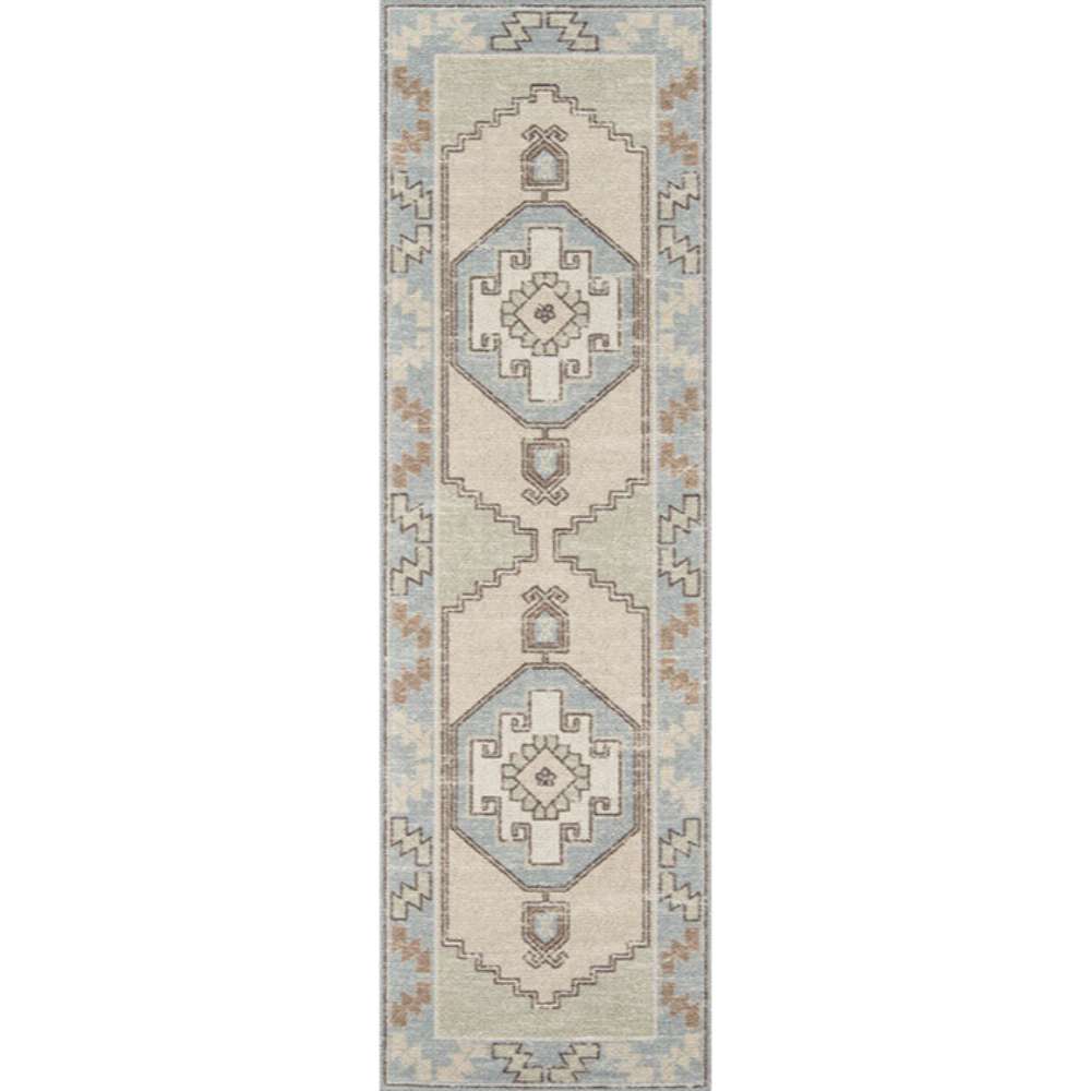 A long runner view of Momeni Anatolia Indoor Rug - ANA-2 Light Blue