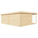 A plain rear view of the GardenHouse24 USA Kevin 44 VD Garden Room shows its solid wood panel construction without windows or doors