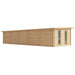 A rear view of the GardenHouse24 USA Game Room 70 Garden Room displays its solid wood wall construction and twin vertical windows for natural lighting