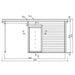 A side elevation diagram shows the GardenHouse24 USA ALU Concept 70F Garden Room with labeled measurements and the position of the front glass door