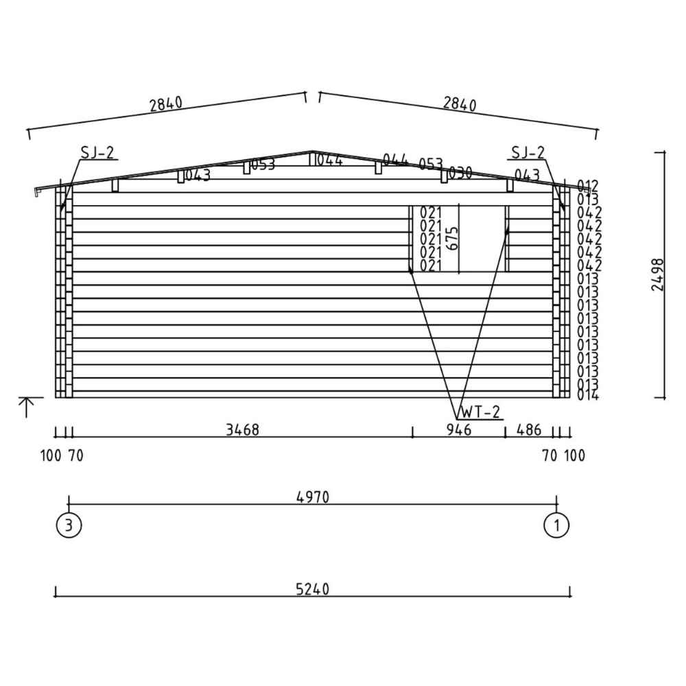 A side elevation plan drawing shows detailed roof and wall measurements of the GardenHouse24 USA Dundee 90A Garden Room