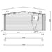 A side elevation plan drawing shows detailed roof and wall measurements of the GardenHouse24 USA Dundee 90A Garden Room
