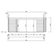 A side elevation plan of the GardenHouse24 USA Davos 44B Garden Room shows three tall window panels and the layout of wall segments