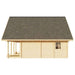 A side profile view highlights the sloped roof and solid wood structure of the GardenHouse24 USA Anders 90A Garden Room