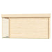 A side view of the GardenHouse24 USA Lisa 70B Garden Room displays a flat wooden wall with clean horizontal lines and a slatted corner detail