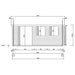 A structural drawing from the longer wall side provides detailed construction measurements for the GardenHouse24 USA Miriam 44A Classic Garden Room with multiple window openings