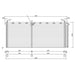 A structural top-down elevation plan with roof beam details and wall lengths for the GardenHouse24 USA ALU Concept 70J Garden Room