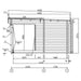 A technical elevation drawing shows the side structure, support beams, and wood paneling of the GardenHouse24 USA ALU Concept 70M Garden Room