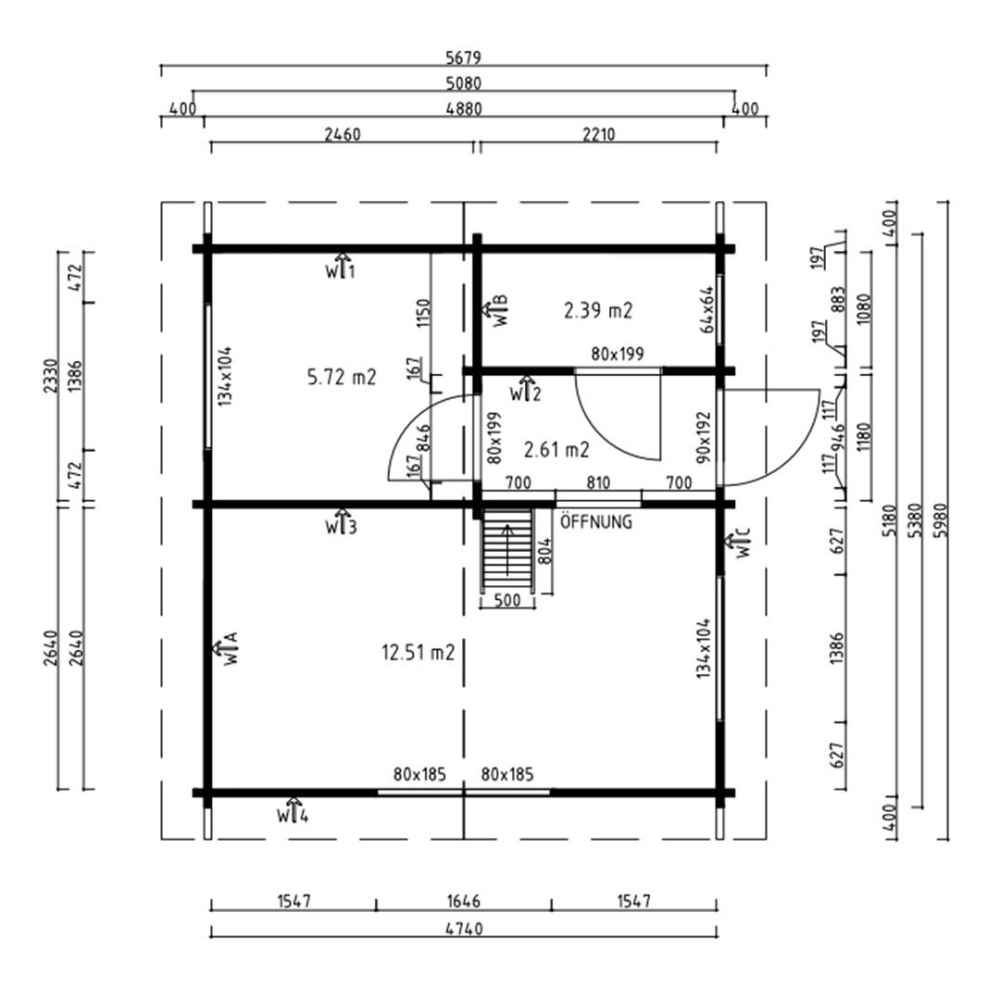 A technical floor plan of the GardenHouse24 USA Melanie 70 Garden Room shows labeled interior spaces including living area, bedroom, and bathroom with exact measurements