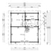 A technical floor plan of the GardenHouse24 USA Melanie 70 Garden Room shows labeled interior spaces including living area, bedroom, and bathroom with exact measurements