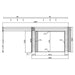 A technical floor plan showing the front elevation and dimensions of the GardenHouse24 USA Q Bic ALU 44A SD Garden Room with detailed wall thickness and layout