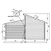 A technical side elevation drawing details structural heights and roof angles of the GardenHouse24 USA Garage Morten 44A Garden Room