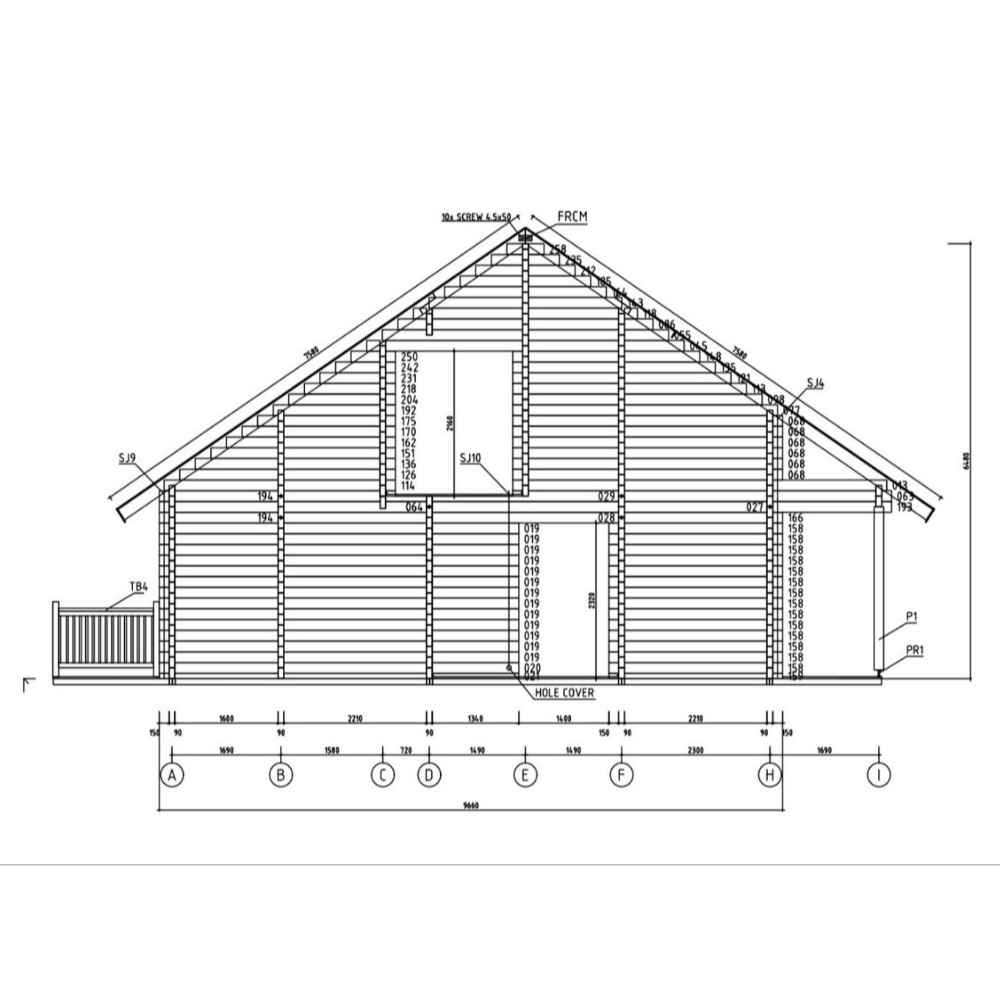 A technical side elevation sketch displays the internal wooden framing and structural layout of the GardenHouse24 USA Olivia 90 Garden Room