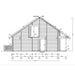 A technical side elevation sketch displays the internal wooden framing and structural layout of the GardenHouse24 USA Olivia 90 Garden Room