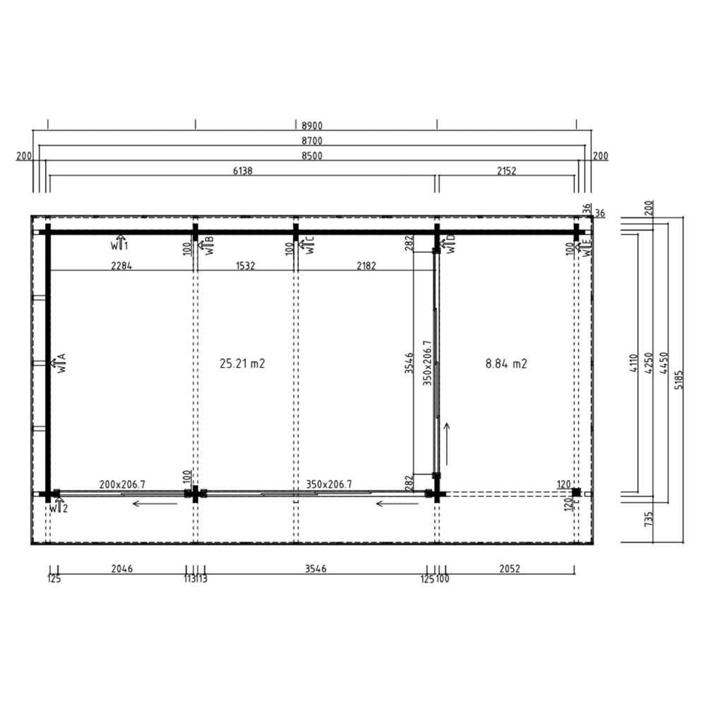 A top-down floor plan of the GardenHouse24 USA ALU Concept 70O Garden Room shows room dimensions and layout details for both interior and exterior spaces