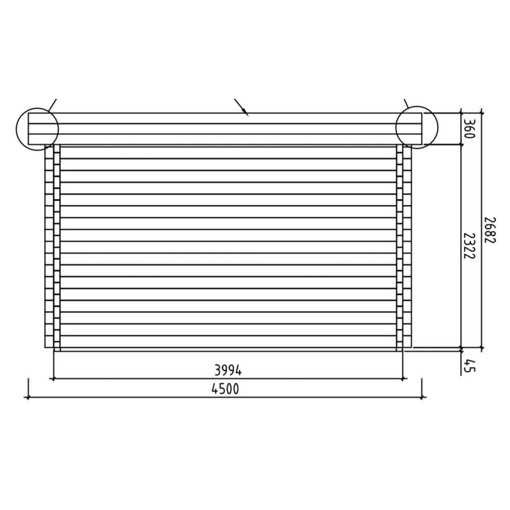 A top-down schematic of the GardenHouse24 USA ALU Concept 70L Garden Room illustrates the roof structure with horizontal paneling and rounded corners