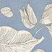 A zoomed-in section of Couristan Dolce Indoor/Outdoor Rug - Flora/Ice shows crisp outlines of cream-colored leaves on a soft icy-blue backdrop
