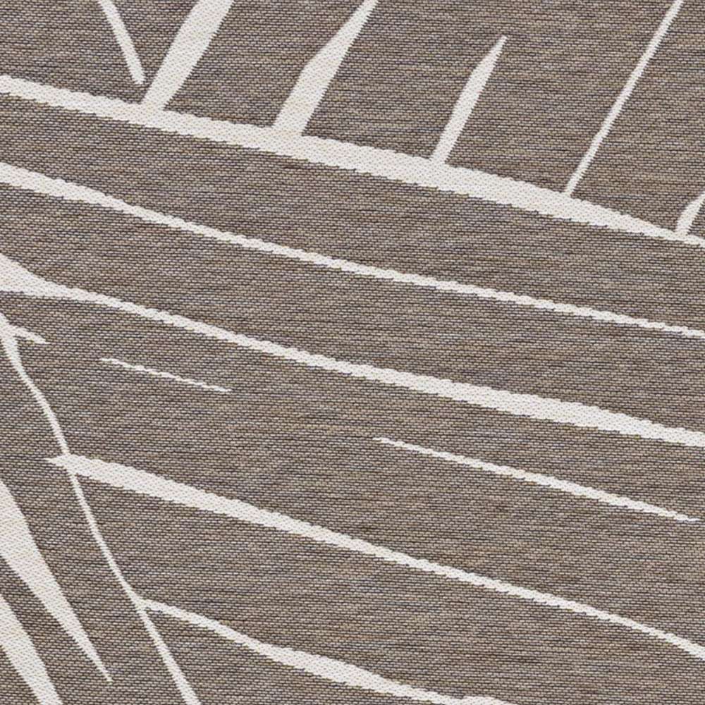 A zoomed-in section of Couristan Dolce Indoor/Outdoor Rug - Parquet/Mocha reveals intricate weaving and bold ivory streaks on a mocha background