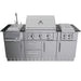 A clear front view of the Sunstone Caprice 6ft 4in Outdoor Grill & Bar Sink Outdoor Island Package with all compartments and lids closed for a clean, uniform appearance