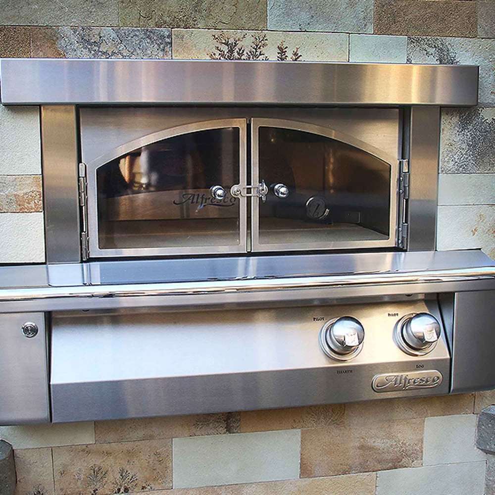 A close-up of the Alfresco Grills 30 Pizza Oven Plus - Built-In