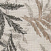 A close-up of the Couristan Charm Indoor/Outdoor Rug - Kimberly/Naturals reveals its earthy, multicolored leaf pattern in black, bark, and taupe tones