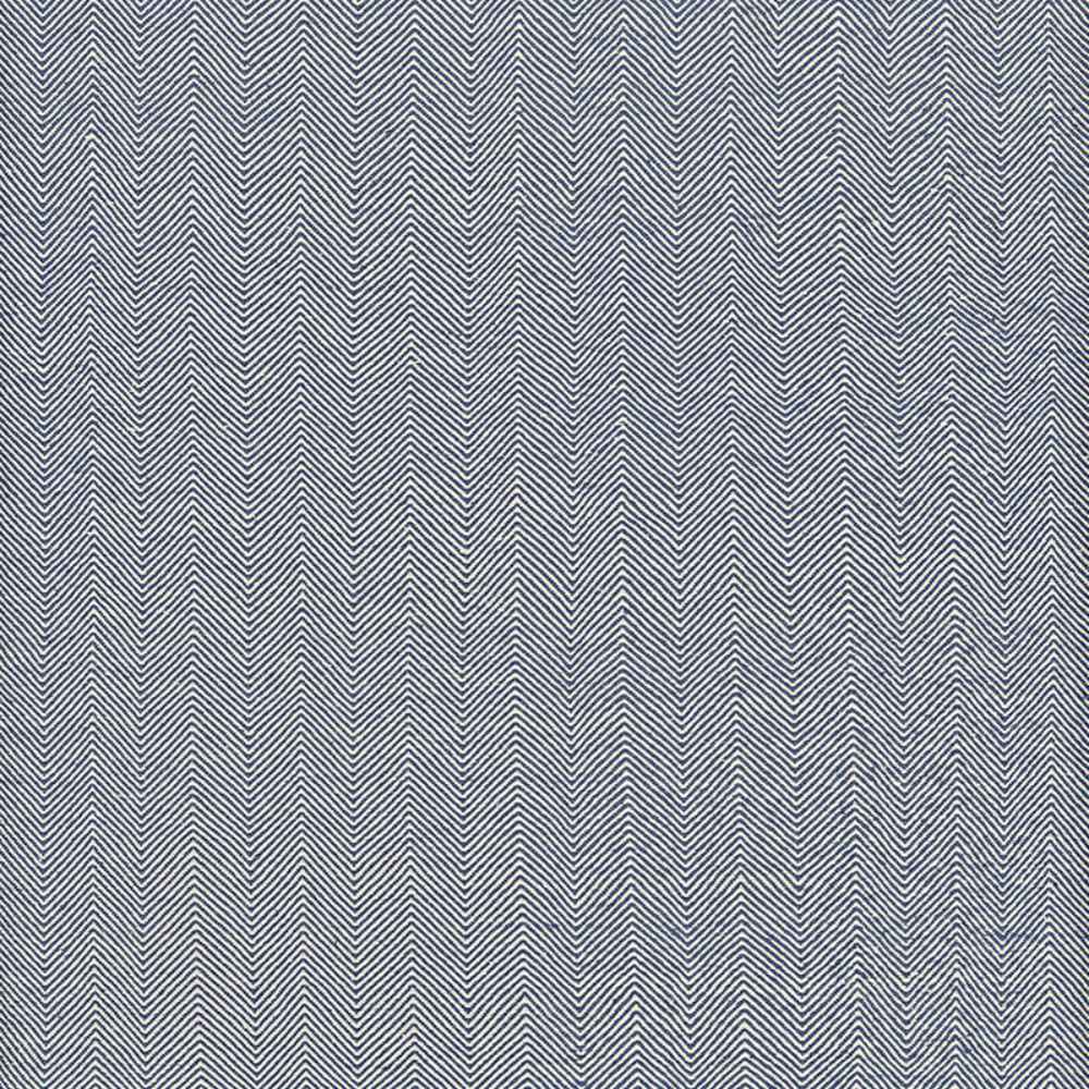 A close-up of the Couristan Cottages Indoor/Outdoor Rug - Bungalow/Navy, featuring a tightly packed chevron pattern in navy and ivory