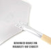 A close-up of the reinforced handle of the Chicago Brick Oven 12 x 14 Pizza Peel - Pizza Paddle highlights its durability and stability for long-lasting use