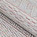 A close-up view of the Couristan Cape Indoor/Outdoor Rug - Gables/Hibiscus shows its textured woven surface with soft hibiscus tones and multicolored threads