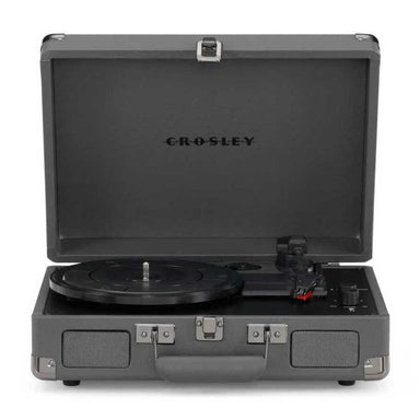 A close-up view of the Crosley Cruiser Plus Portable Turntable with Bluetooth InOut - Slate