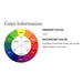 A color wheel graphic for the Couristan Covington Indoor/Outdoor Rug - Tropical Orchid/Azure-Forest Green-Red indicates azure as the primary color with rich, nature-inspired secondary hues