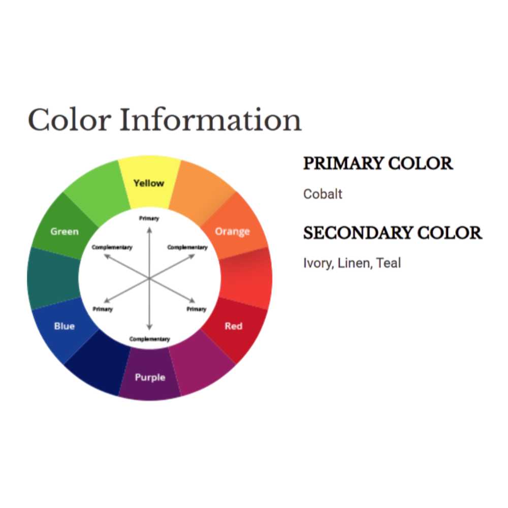 A color wheel graphic lists cobalt as the main shade of the Couristan Cape Indoor/Outdoor Rug - Brockton/Cobalt-Teal, with ivory, linen, and teal as accents