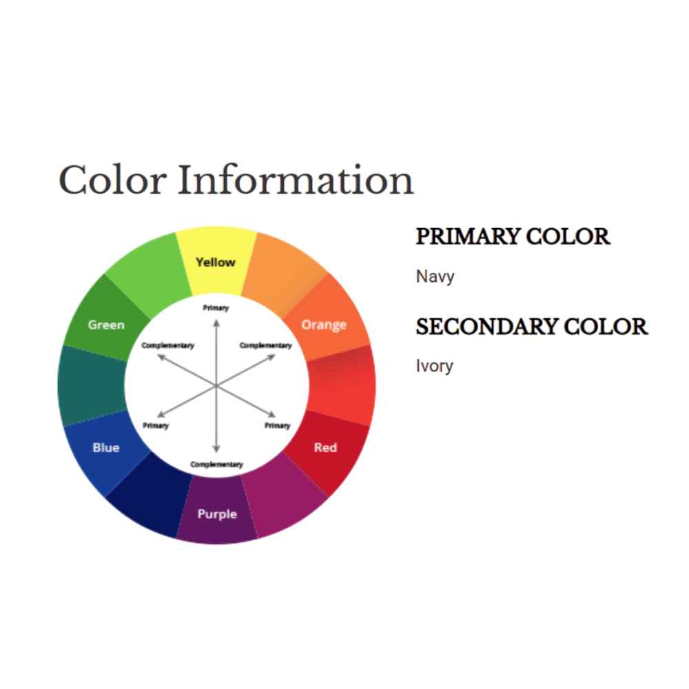 A color wheel indicating navy as primary and ivory as secondary, related to the Couristan Cottages Indoor/Outdoor Rug - Southport/Navy