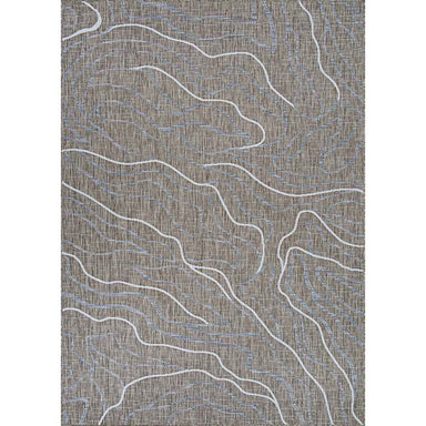 A complete view of the Couristan Charm Indoor/Outdoor Rug - Odessa/Twig showcases its entire pattern, which looks like natural flowing lines across the surface