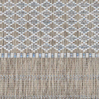 A detailed shot of the Couristan Charm Indoor/Outdoor Rug - Yukon/Twig features an intricate diamond pattern in a tight weave