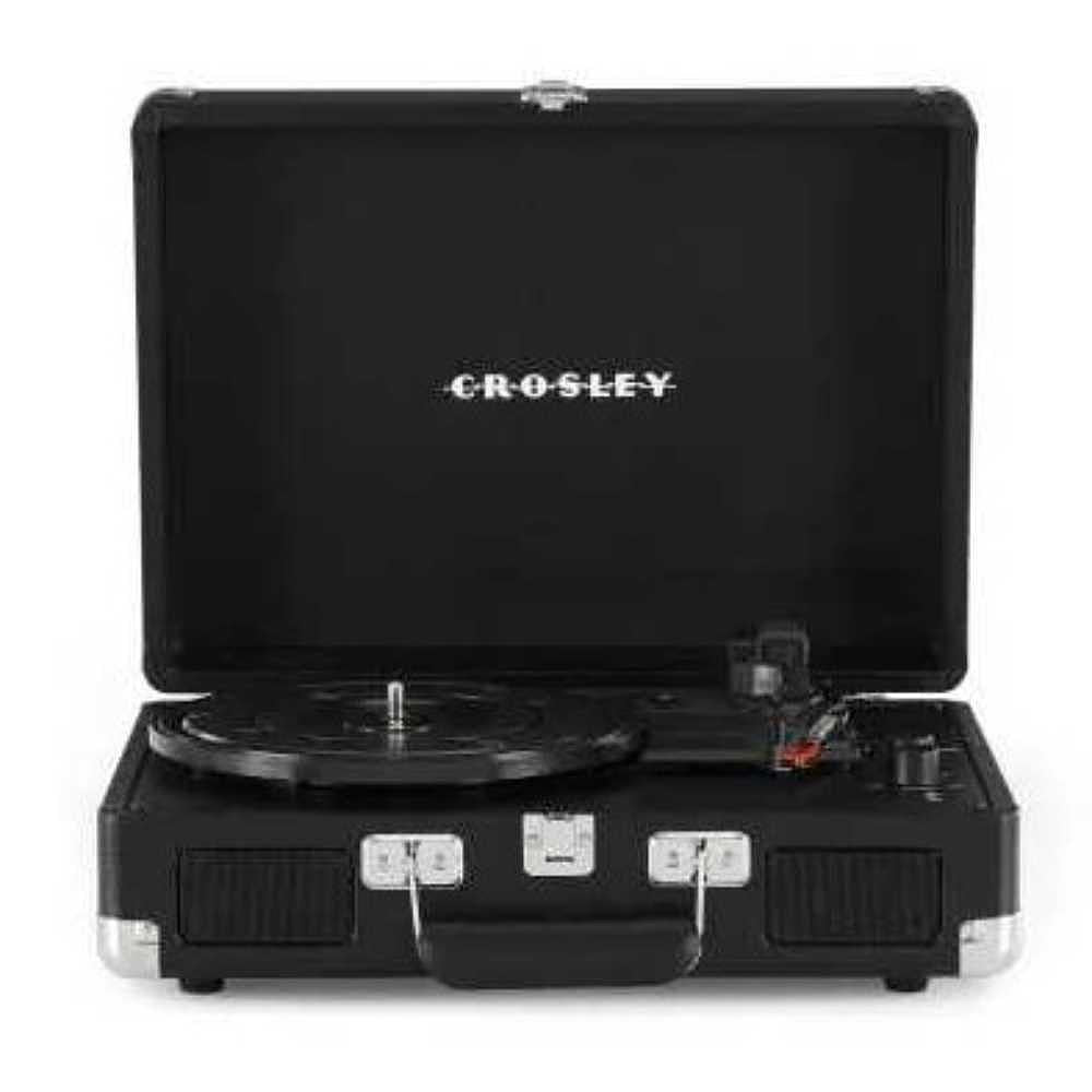 A detailed shot of the Crosley Cruiser Plus Portable Turntable with Bluetooth InOut - Exclusive Black Vinyl